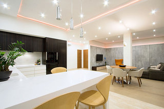 现代简约风格一居室舒适冷色调120平米餐厅灯光图片