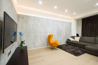 现代简约风格一居室舒适冷色调120平米客厅灯光图片