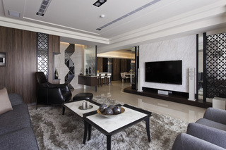 新中式风格公寓电视背景墙设计图纸