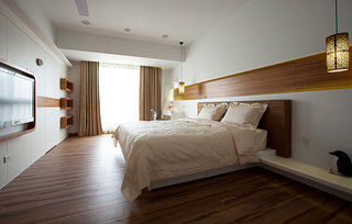 现代简约风格时尚原木色卧室装修图片