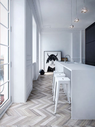 现代简约风格公寓艺术黑白吧台吧台椅图片