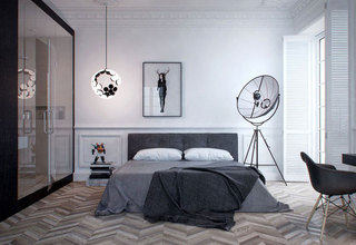 现代简约风格公寓艺术黑白卧室卧室背景墙设计图
