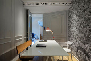 现代简约风格公寓小清新蓝色阁楼书桌效果图