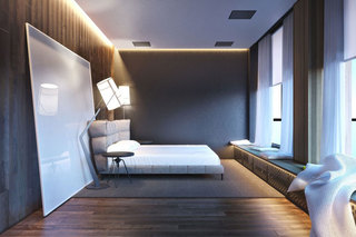 现代简约风格公寓温馨白色卧室灯具装潢