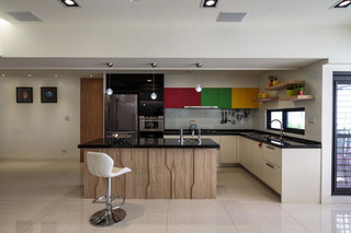 混搭风格公寓温馨140平米以上儿童房厨房吧台设计