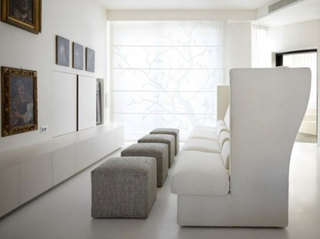 现代简约风格复式豪华白色小客厅效果图