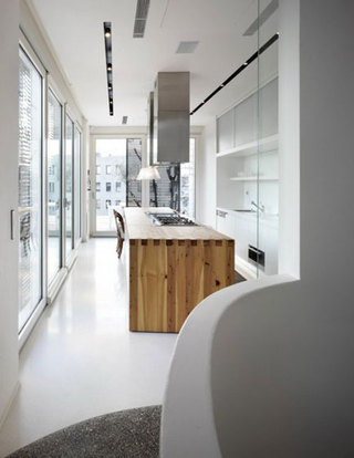 现代简约风格复式豪华白色开放式厨房设计图纸