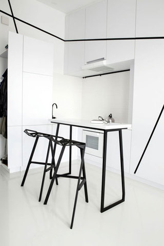 现代简约风格小户型简洁白色厨房装修图片