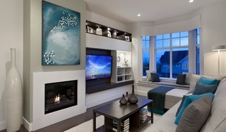 现代简约风格小户型艺术蓝色客厅设计图纸