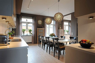 新古典风格公寓舒适白色140平米以上开放式厨房设计图纸
