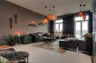 新古典风格公寓舒适咖啡色140平米以上客厅设计图