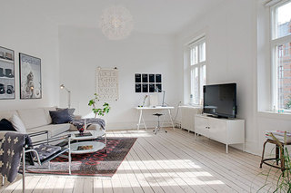 现代简约风格艺术白色客厅装修图片