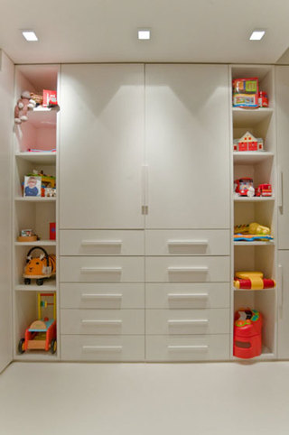 现代简约风格公寓温馨白色儿童房整体橱柜设计图