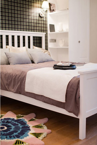 现代简约风格公寓小清新黑白100平米卧室卧室背景墙设计