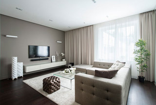 现代简约风格艺术白色60平米客厅装修效果图