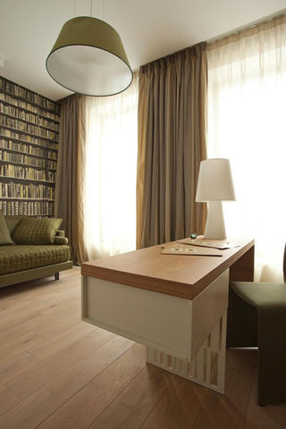 现代简约风格公寓舒适白色140平米以上书房装修效果图