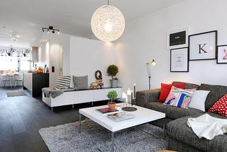 北欧风格公寓实用黑白客厅装修效果图