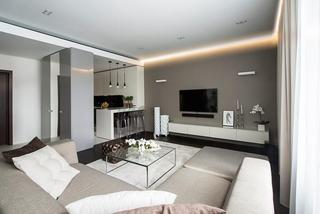 现代简约风格小户型简洁白色客厅电视背景墙设计图纸