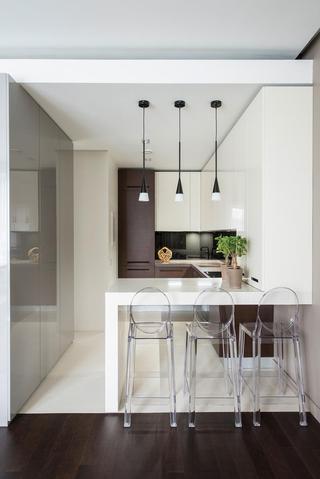 现代简约风格小户型古典白色厨房吊顶厨房吧台装修图片