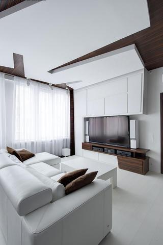 公寓奢华白色电视背景墙电视柜效果图