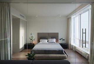现代简约风格公寓时尚白色卧室卧室背景墙床效果图