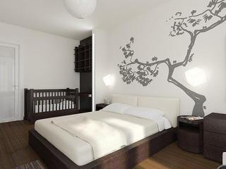 简约风格公寓时尚咖啡色卧室手绘墙效果图