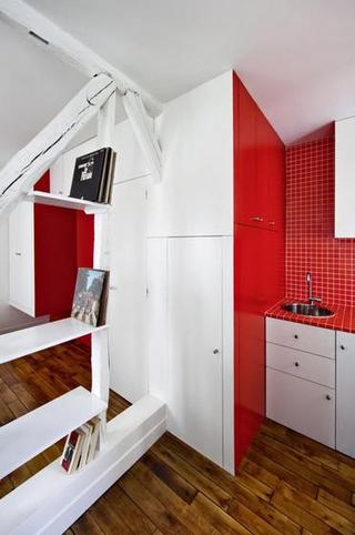 现代简约风格一居室稳重红色收纳架图片