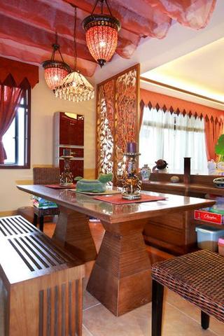 中式风格公寓民族风原木色餐厅设计图