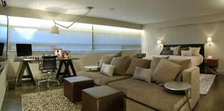 现代简约风格公寓舒适米色布艺沙发效果图