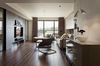 现代简约风格公寓简洁原木色客厅隔断装修效果图