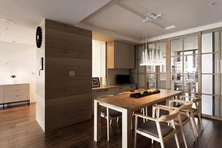 现代简约风格公寓简洁原木色餐厅隔断设计