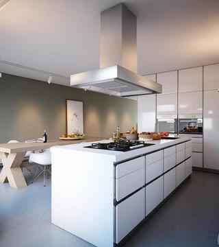 简约风格复式时尚白色开放式厨房设计