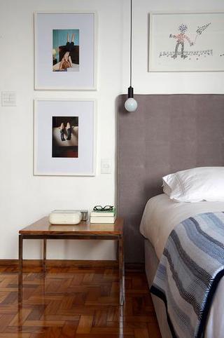 现代简约风格舒适白色卧室背景墙装修效果图