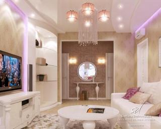 欧式风格复式可爱粉色客厅装潢