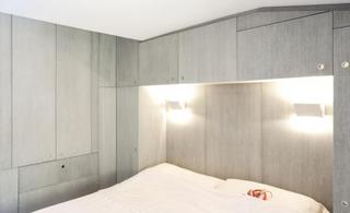 现代简约风格单身公寓灰色卧室灯效果图