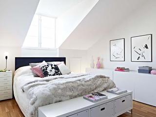 现代简约风格复式时尚白色卧室装修图片