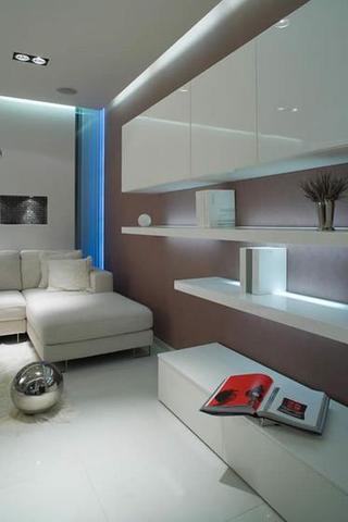 现代简约风格白领公寓舒适白色客厅效果图