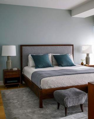 现代简约风格公寓舒适白色卧室卧室背景墙设计图