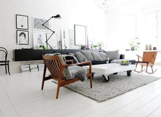 北欧风格公寓小清新黑白客厅设计图