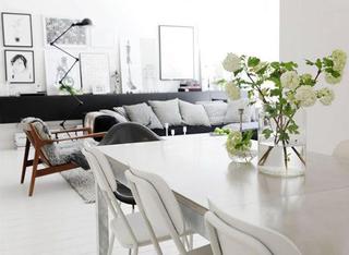 北欧风格公寓小清新黑白餐桌图片