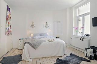 北欧风格公寓舒适白色卧室床图片