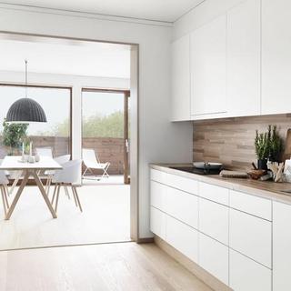 简欧风格公寓简洁白色厨房设计图