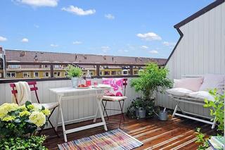 北欧风格二居室红色60平米阳台花园效果图
