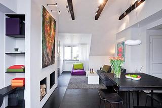 北欧风格大气褐色50平米客厅隔断设计图纸