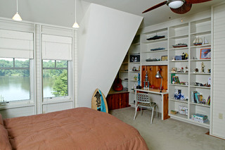 现代简约风格卧室三层双拼别墅客厅简洁收纳柜图片