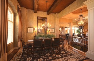现代简约风格餐厅三层别墅及舒适红木餐桌图片
