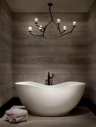 现代简约风格卧室一层别墅舒适浴缸效果图