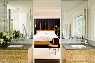现代简约风格餐厅三层小别墅简单实用卧室床图片