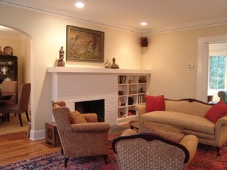现代简约风格客厅三层双拼别墅简单实用壁炉效果图