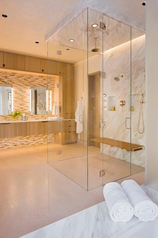 现代简约风格卧室三层别墅时尚卧室淋浴房安装图